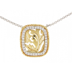18k White & Yellow Gold Leaf Diamond Necklace