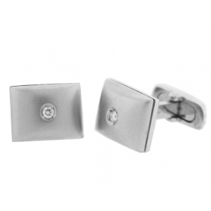 Round Diamond 18k White Gold Square Cufflinks