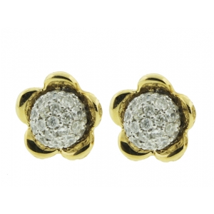 18k Yellow Gold 0.51ct Diamond Flower Shape Stud Earring