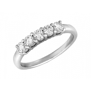 .70 ct 5-Stone Round Diamond 18k White Gold Wedding Band