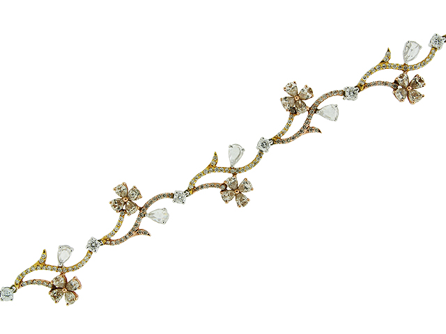 5 39ct diamond 18k white yellow pink gold flower branch design branch design